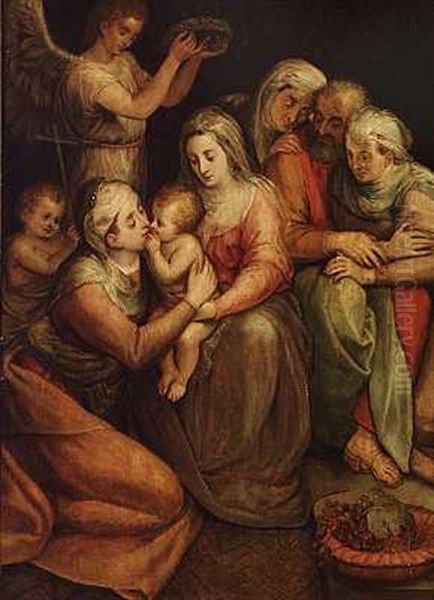 Den Hellige Familie Oil Painting by Frans Floris the Elder