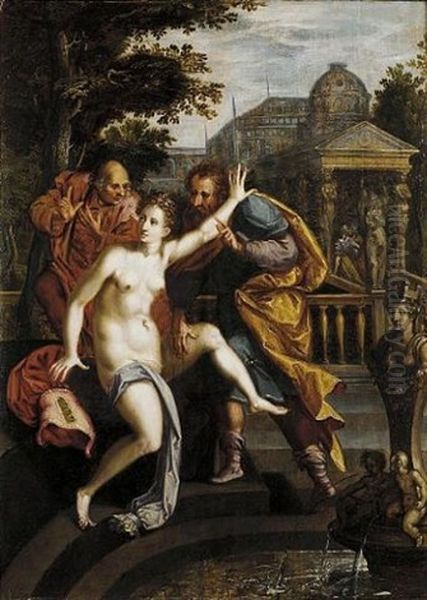 Susannah And The Elders Oil Painting by Frans Floris the Elder