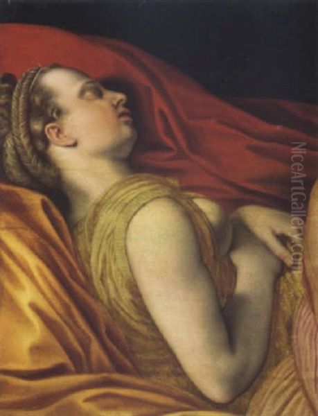 A Sleeping Nymph Oil Painting by Frans Floris the Elder