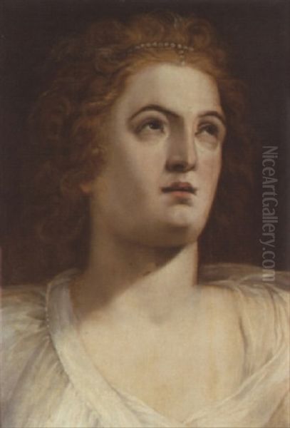 Portrait Of A Woman Wearing A White Shirt Oil Painting by Frans Floris the Elder