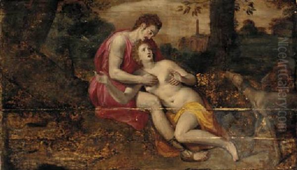 Venus And Adonis Oil Painting by Frans Floris the Elder