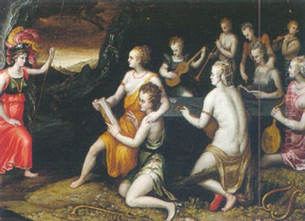 Minerva And The Nine Muses Oil Painting by Frans Floris the Elder