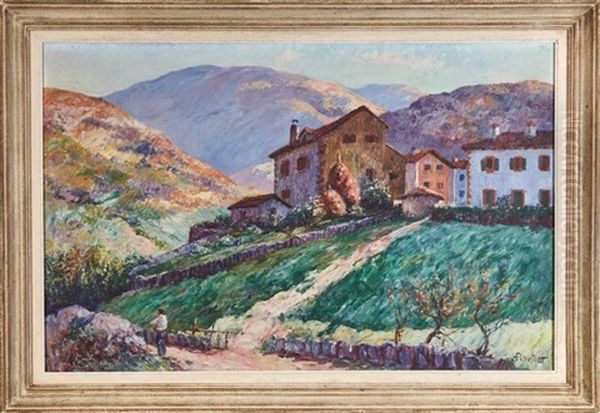 Collines Basques Animees A Biriatou Oil Painting by Louis Floutier