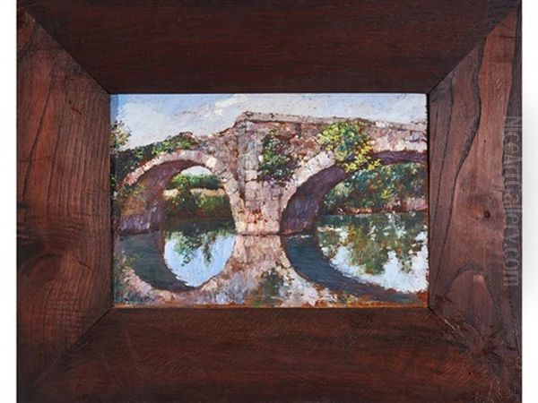 Le Pont Romain A Ascain Oil Painting by Louis Floutier