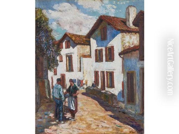 Rue Agorette, Ciboure Oil Painting by Louis Floutier