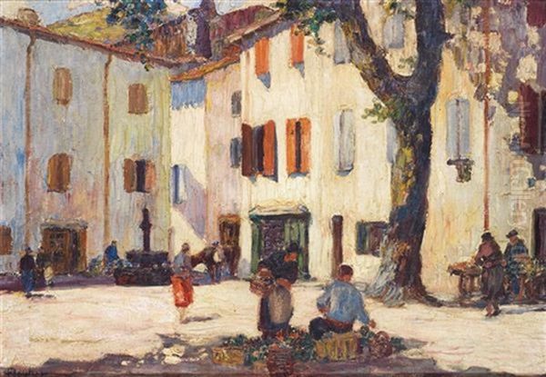 Place De Village Oil Painting by Louis Floutier