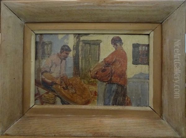 Deux Hommes Travaillant Oil Painting by Louis Floutier