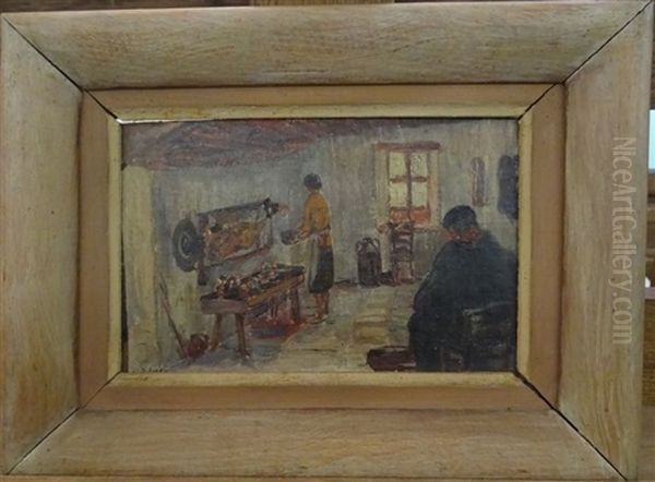 Couple A L'interieur De La Maison Oil Painting by Louis Floutier