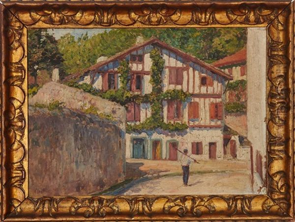 Maison Basque Aux Glycines A Ciboure Oil Painting by Louis Floutier