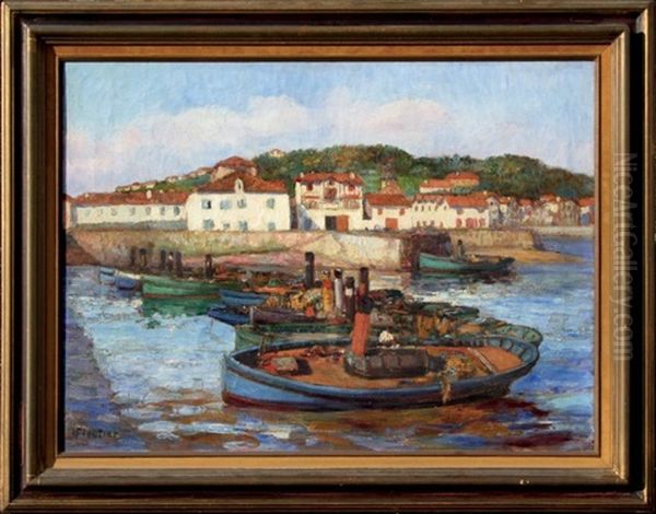 Port Basque Oil Painting by Louis Floutier