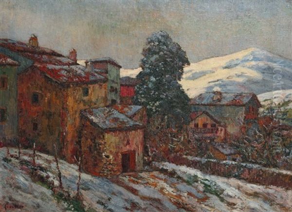 Maisons Sous La Neige Oil Painting by Louis Floutier