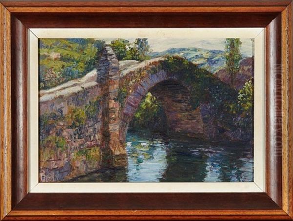 Le Pont De La Vierge A Ibarron, Saint-pee-sur-nivelle Oil Painting by Louis Floutier