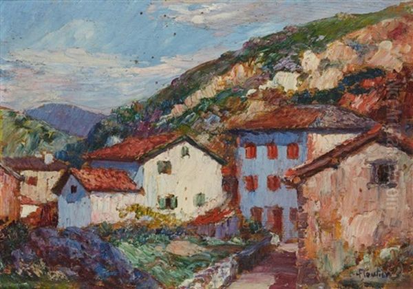 Village Basque Oil Painting by Louis Floutier