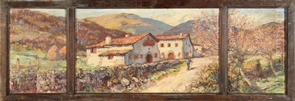 Campagne Basque (triptych) Oil Painting by Louis Floutier