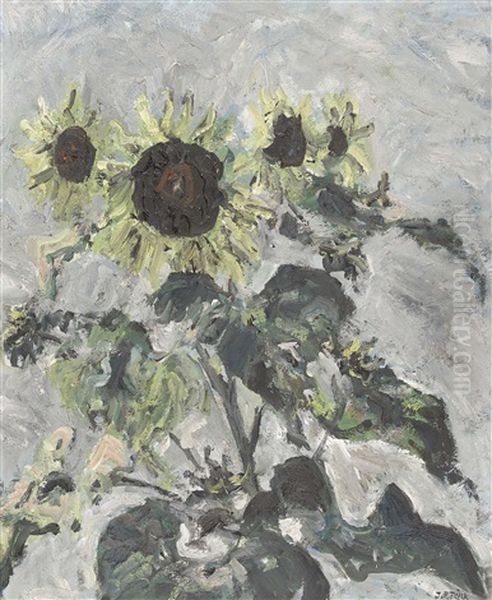 Stillleben Mit Sonnenblumen Oil Painting by Johann Peter Flueck