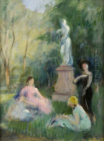 Elegantes Dans Le Parc Oil Painting by Albert Aublet