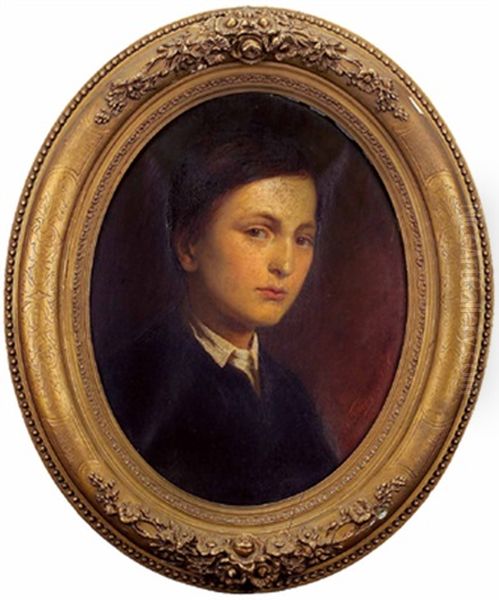 Portrait Eines Knaben (friedrich Herzenskron, 12 Jahre Alt) Oil Painting by Joseph Flueggen