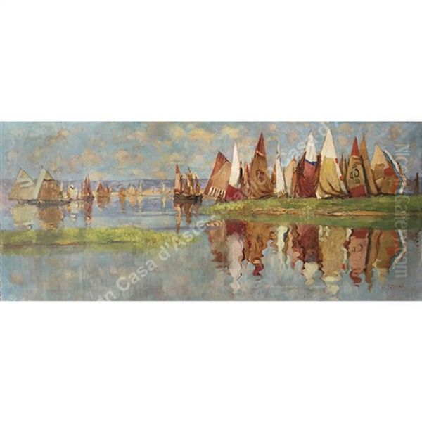 Riflessi Ul Mare Oil Painting by Ugo Flumiani