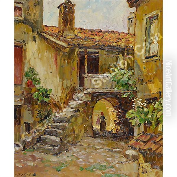 Casa Carsica Oil Painting by Ugo Flumiani