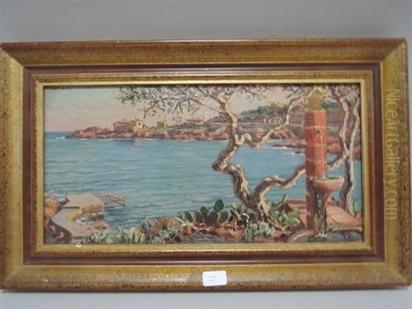 Paysage Des Roches Rouges A Agay Oil Painting by Piero Focardi