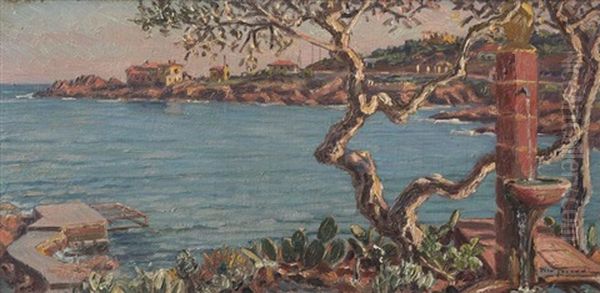 Paysage Des Roches Rouges A Agay Oil Painting by Piero Focardi