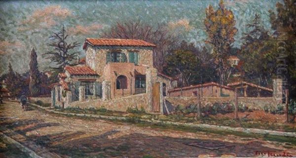 La Villa Enfin A Cannes Oil Painting by Piero Focardi