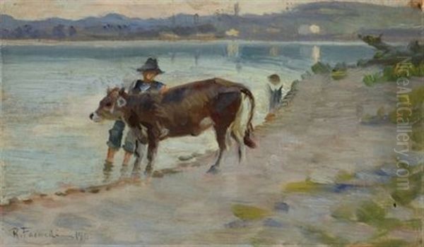 Scene Del Lago Di Garda Oil Painting by Ruggero Focardi