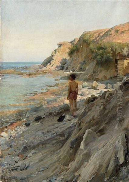 Marina (castiglioncello) Oil Painting by Ruggero Focardi