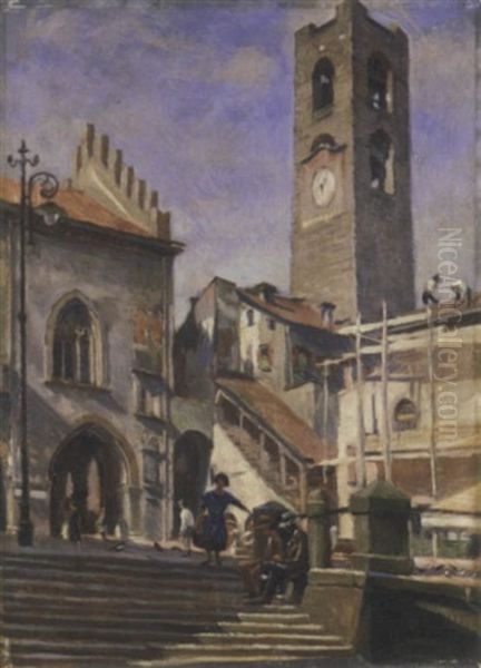 Il Campanone (bergamo) Oil Painting by Ruggero Focardi