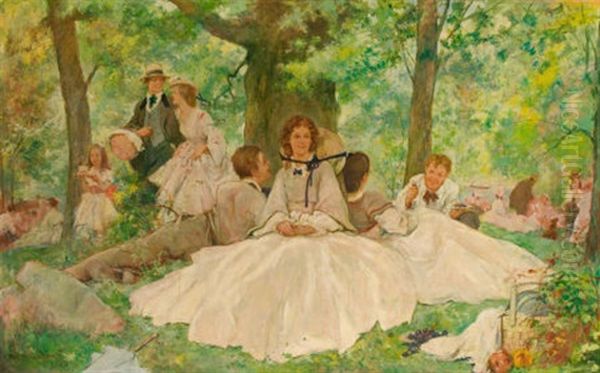 A Summer Picnic Oil Painting by Thomas Fogarty