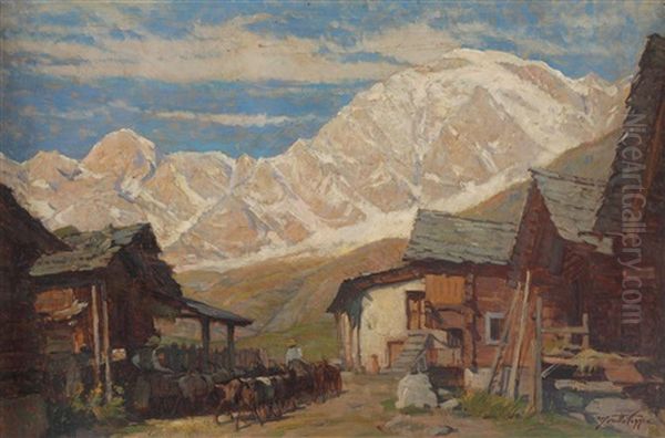 Ottobre In Alta Montagna Oil Painting by Mario Moretti Foggia