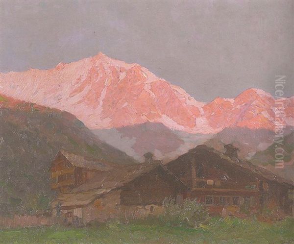 Levar Del Sole Dul Monte Rosa Oil Painting by Mario Moretti Foggia