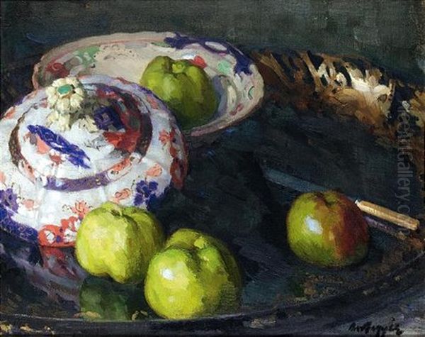 Still Life With Apples Oil Painting by David Foggie