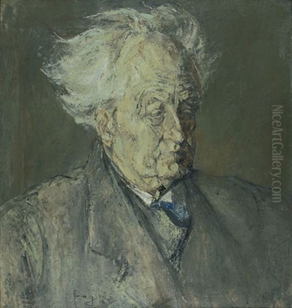 Portrait Gerhard Hauptmann Oil Painting by Giuseppe Foglia