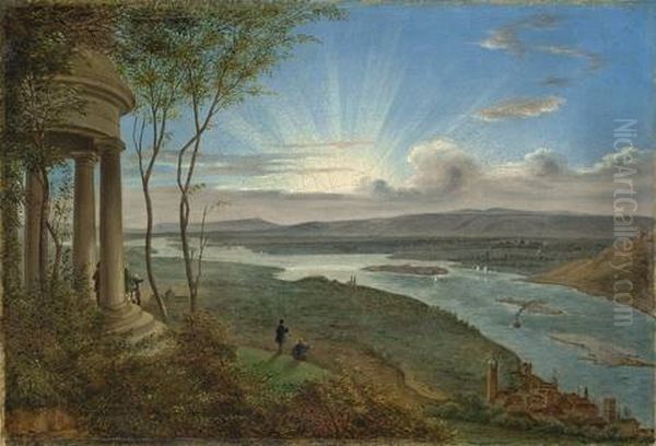 Blick Vom Niederwald Auf Rudesheim Oil Painting by Daniel Fohr