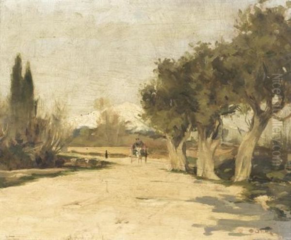 A Village Path Oil Painting by Odysseas Fokas