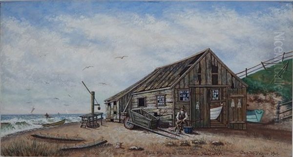 Fall Fishing At Sconset, Nantucket Oil Painting by James Walter Folger