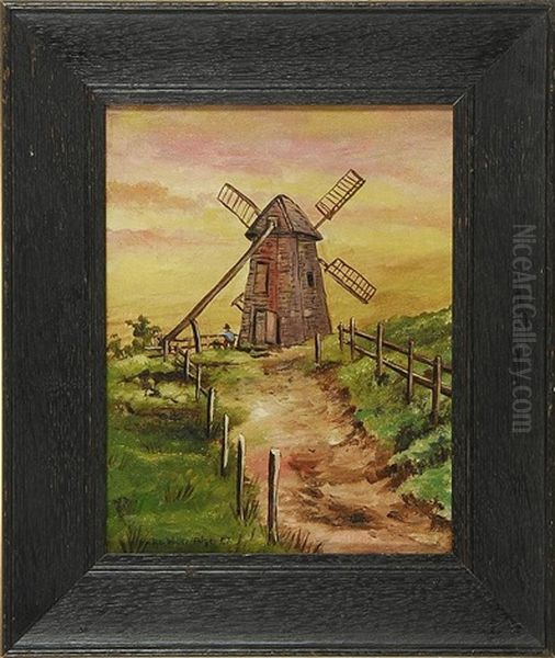 Old Windmill Nantucket Is. Oil Painting by James Walter Folger