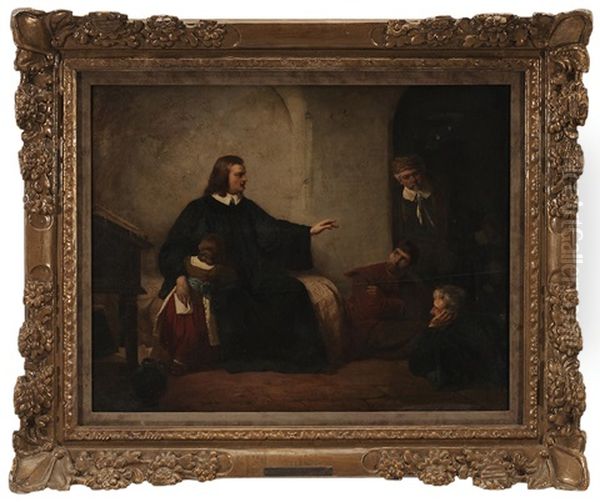 John Bunyan In Prison (1628-1688) Oil Painting by George Frederick Folingsby