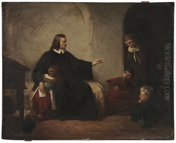 John Bunyan In Prison Oil Painting by George Frederick Folingsby