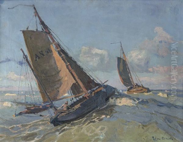 Fischerboote Vor Norderney Oil Painting by Poppe Folkerts