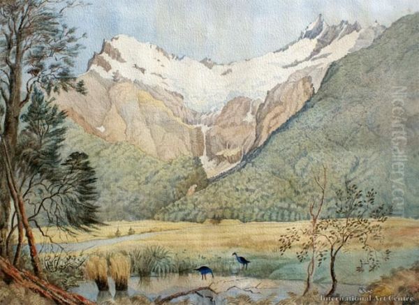 The Mirror Lakes, Fiordland Oil Painting by Christopher Aubrey