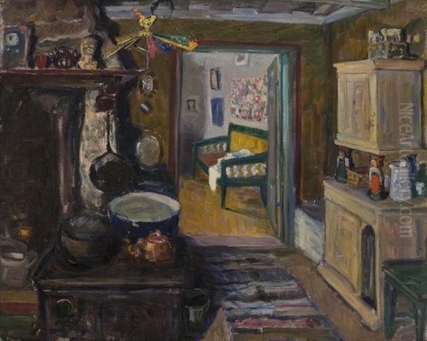 Interior Oil Painting by Bernhard D. Folkestad