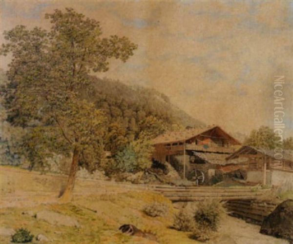 Alte Sagerei Im Berner Oberland Oil Painting by Rudolf Follenweider