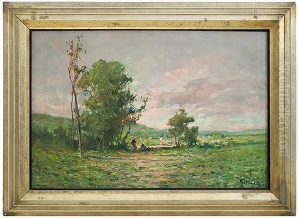 Paesaggio Con Pascolo Oil Painting by Carlo Follini