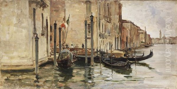 Canale A Venezia Oil Painting by Carlo Follini