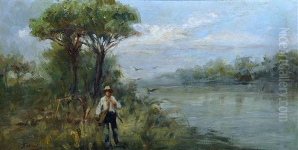 Cacciatore Sul Fiume Oil Painting by Carlo Follini