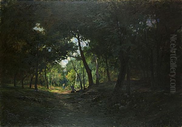 Figure Nel Bosco Oil Painting by Carlo Follini