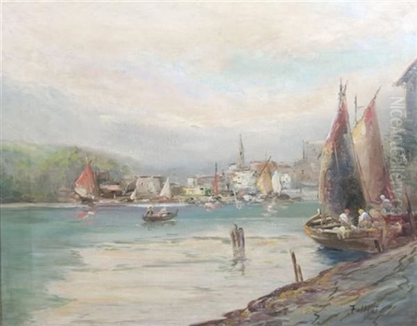 Coast Scene Oil Painting by Carlo Follini