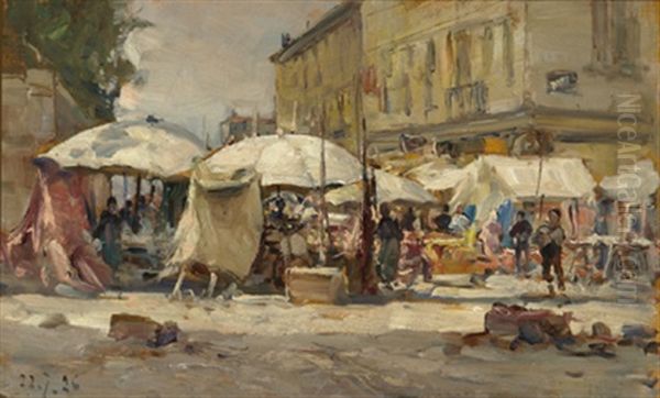 Markt Oil Painting by Carlo Follini